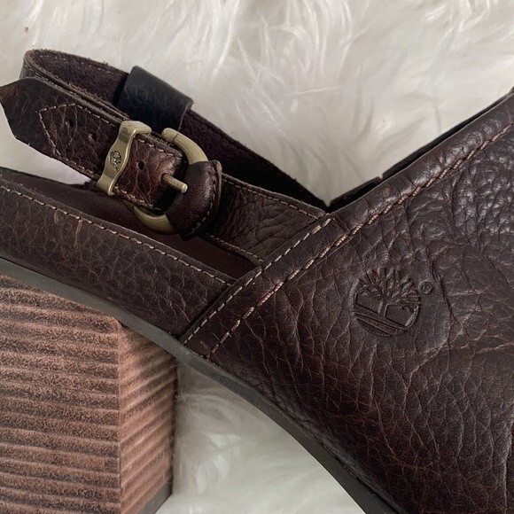 Timberland Earthkeepers Rudstom Leather Slingback Heeled Mule Clogs Sz 11 - Picture 4 of 13